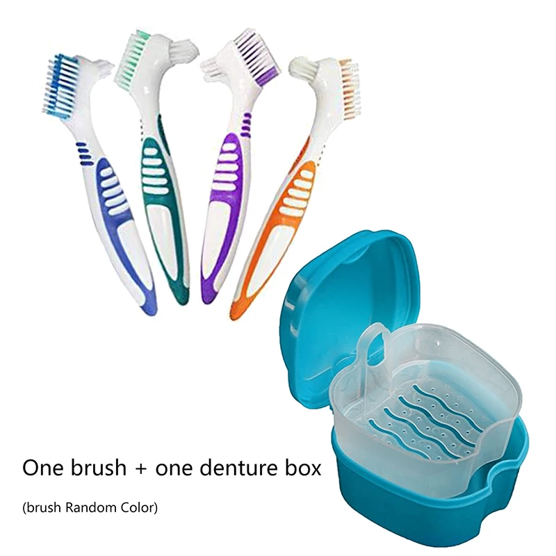 1 щетка + коробка для протеза хранения зубных протезов ложная зубов зубные