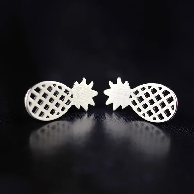 Женские серьги гвоздики из серебра 925 пробы с ананасом|earings fashion jewelry|earrings jewelrysilver