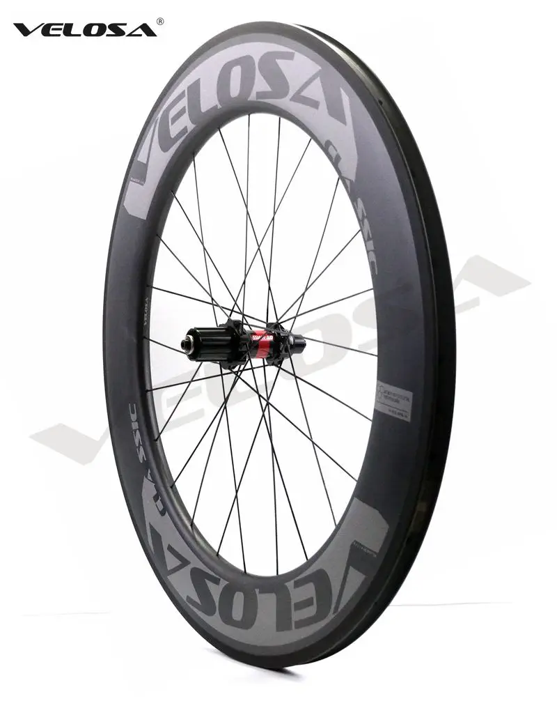 Карбоновые колеса Velosa RACE 80 700C клинкер 88 мм трубчатый DT 240S ступицы Sapim cx ray супер