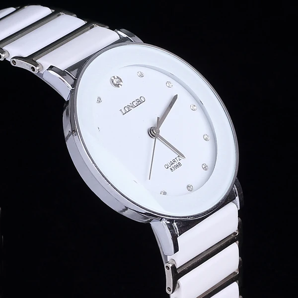 Lovers watch fashion rhinestone crystal white ceramic stainless steel Japan quartz brand name new with tags drop shipping | Наручные часы