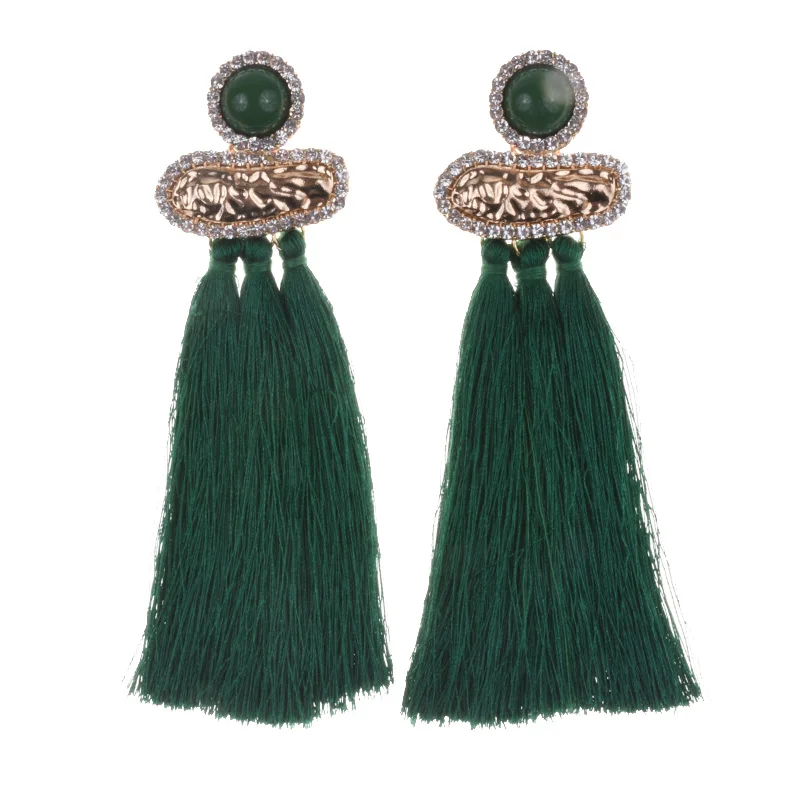 PPG&ampPGG Wedding Women Statement Earring Fashion Floral Crystal Drop Earrings Jewelry Long Tassel Fringes Wholesale | Украшения и