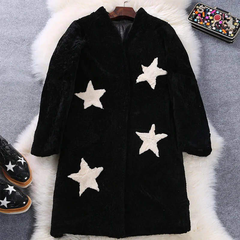 Женская длинная куртка из овечьей шерсти Элегантное зимнее пальто натуральной