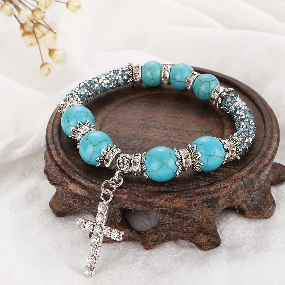 MNWT модный женский дизайн браслеты из натурального камня говлит 8 мм бусины в