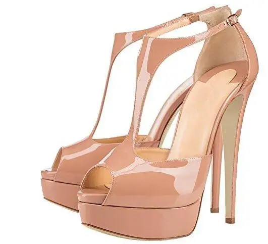 

Carole Levy Hot Selling Peep Toe Thin High Heel Shoe 2022 Sexy T-strap Platform Pumps Woman Super High Dress Nude Yellow Grey