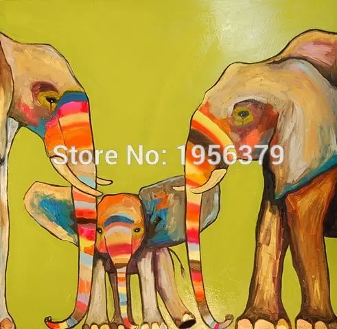 Современная Настенная картина ручной работы с абстрактными животными слоном