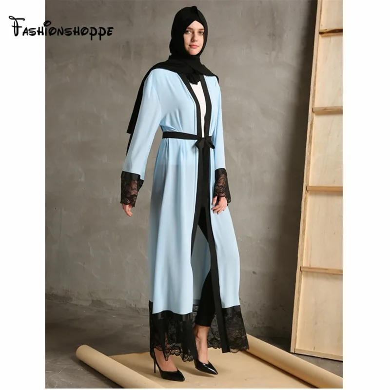 Женское платье-кимоно Abaya черное кружевное платье-кафтановое с