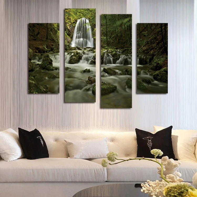 Красивый пейзаж Холст Картина поток в горы стене Книги по искусству Домашний