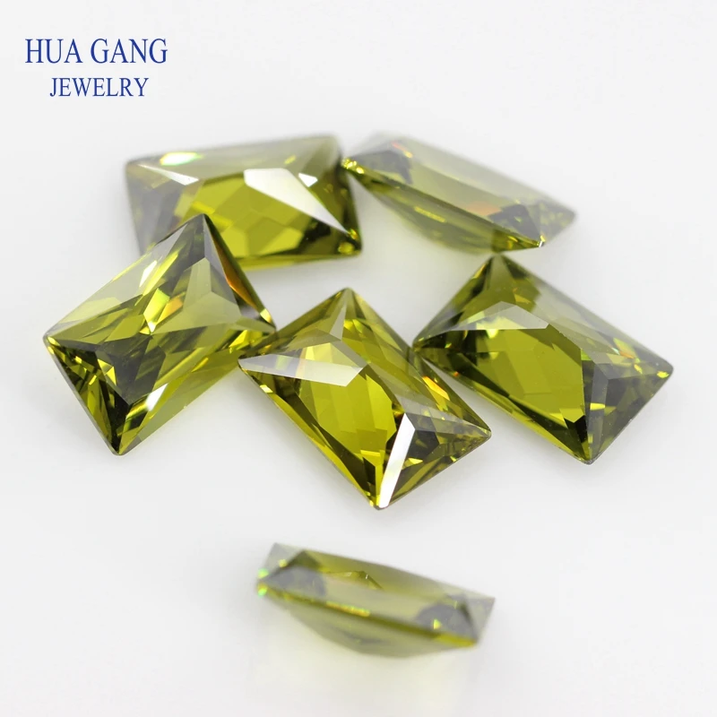 Прямоугольные камни Peridot 5A искусственные с кубическим цирконием для ювелирных