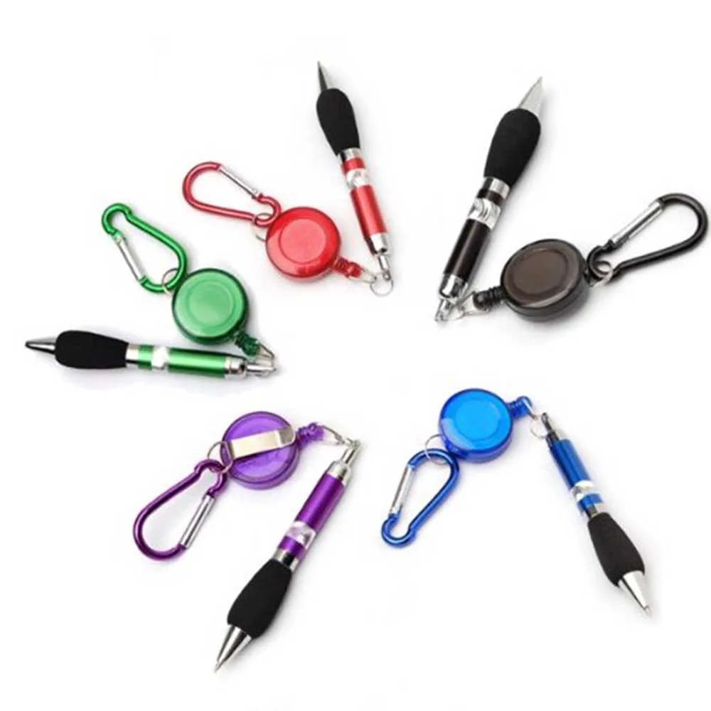

5 pcs Retractable badge reel belt clip and carabiner pen.