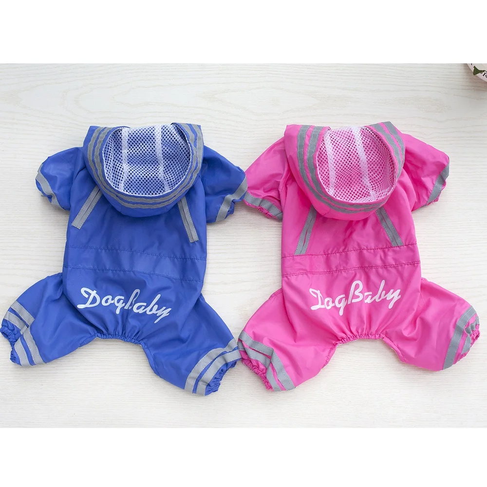 Плащ для собак четырехногий дождевик животных светоотражающий розовый синий