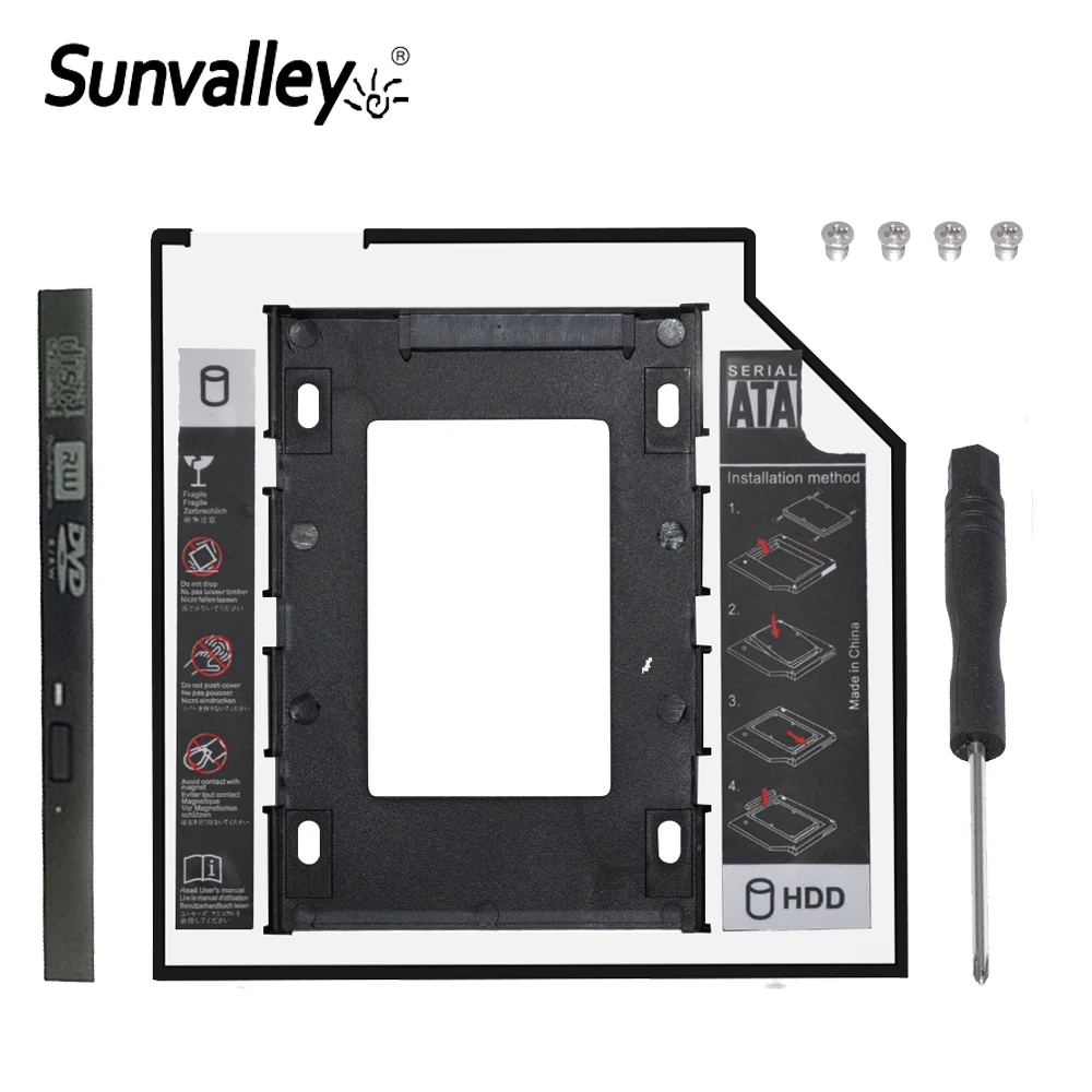 Sunдолина Optibay 2nd HDD Caddy 9 5 мм алюминиевый Универсальный SATA 3 0 2 &quotSSD чехол адаптер
