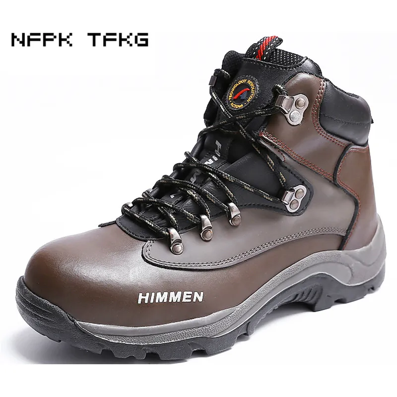 Ботильоны мужские из натуральной кожи модные ботинки со стальным носком защита