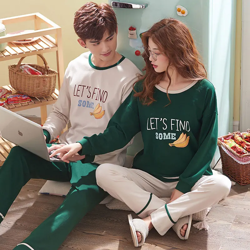 Женские пижамные комплекты парные осенние пижамы с длинными рукавами для мужчин