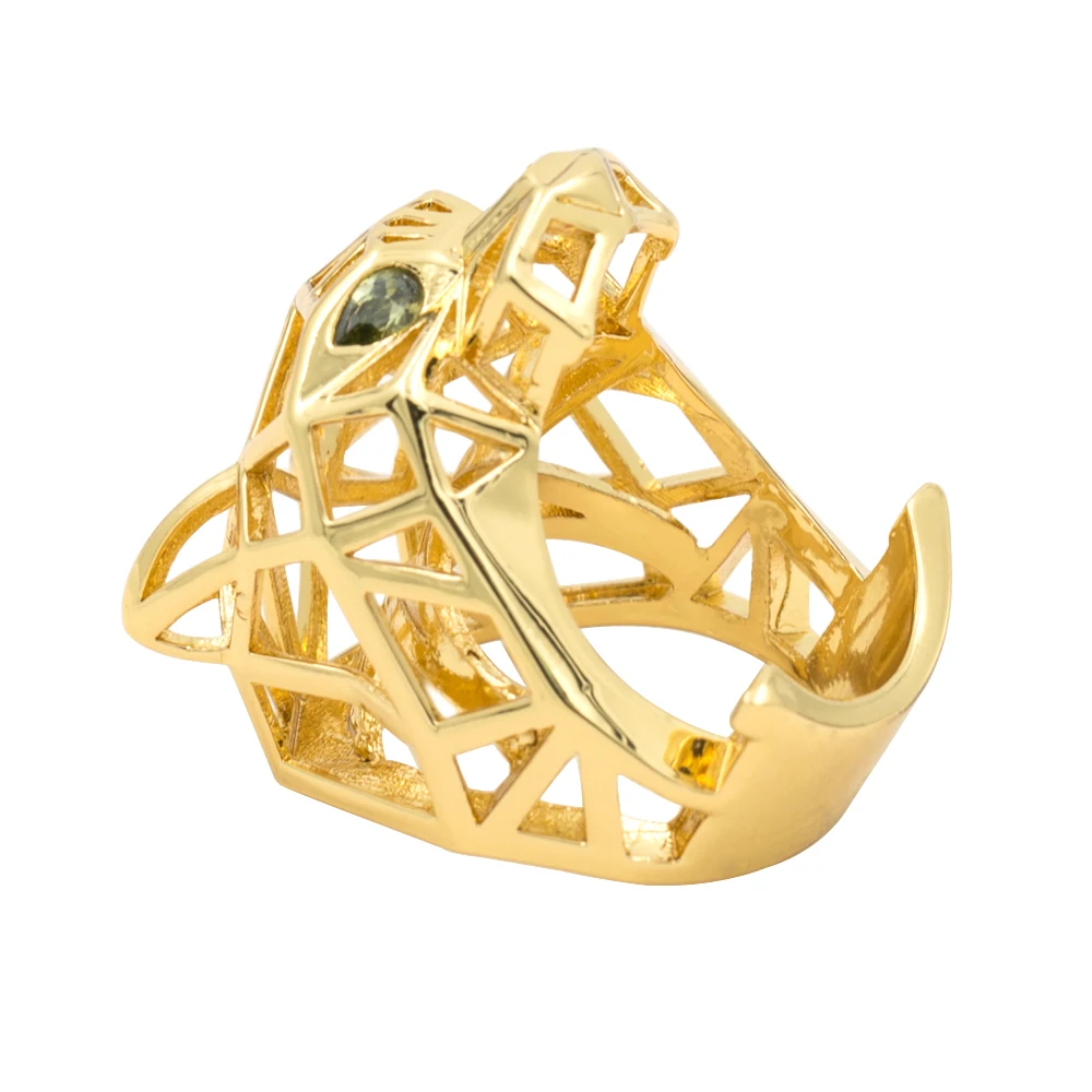 Коктейльное кольцо в виде леопардовой Пантеры с зелеными глазами для мужчин и