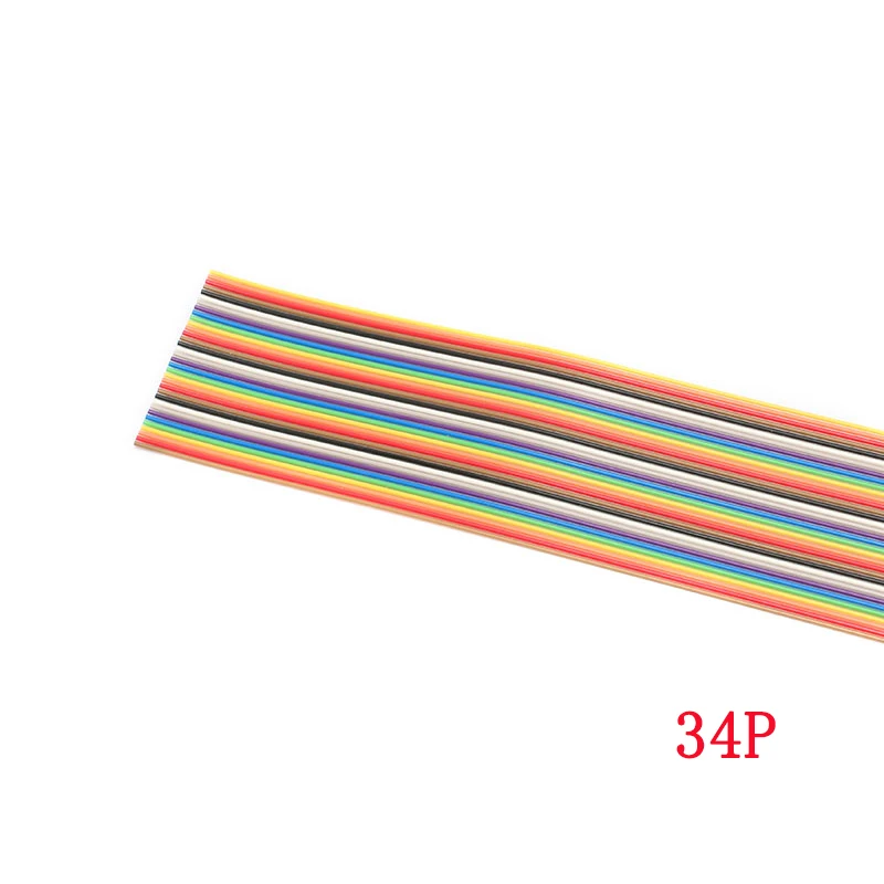 34P 1meter 1 м плоский IDC ленточный удлинитель Радужный DuPont провод 10P 14P 16P 20P 26P 34P 40P 50P Pin с шагом линии 1,27 мм соединительные провода - Цвет: 34P 1meter