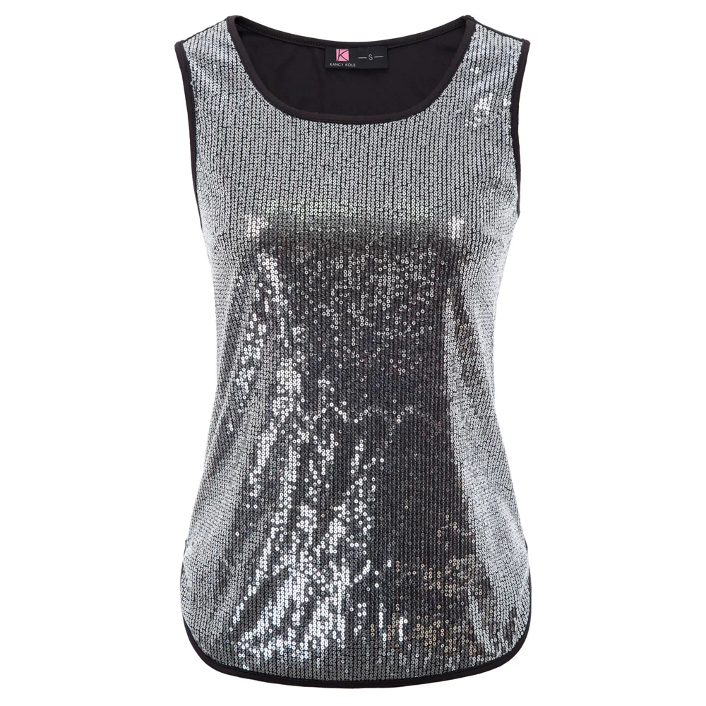 Пикантные летние топы Клубная одежда блестящие женские майки Kate Kasin без рукавов