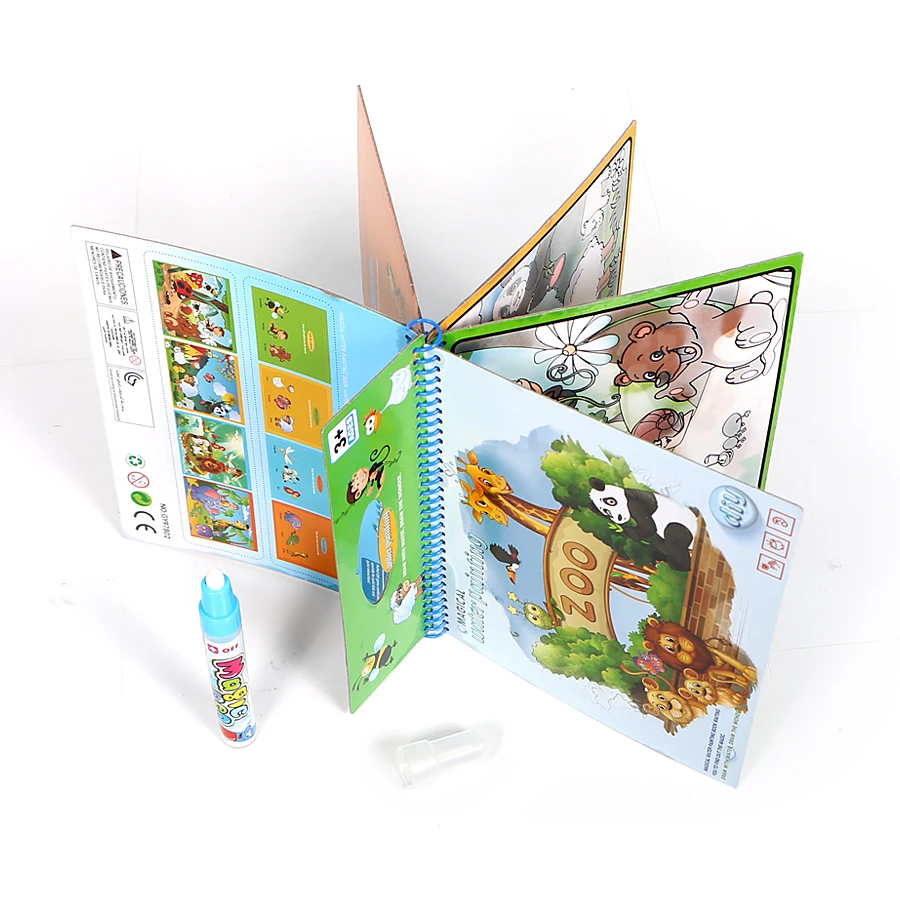 Волшебная книга для рисования водой Зоопарк Животные динозавры раскраска