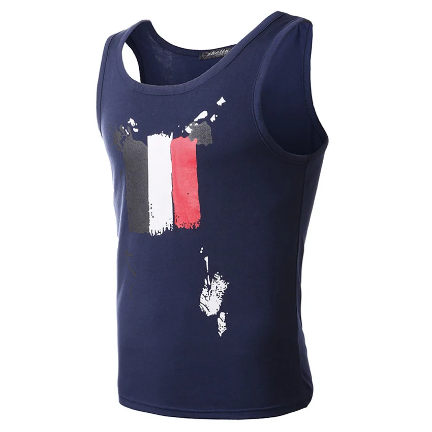 Для мужчин топы из хлопка без рукавов майки для Бодибилдинг Печать Топы