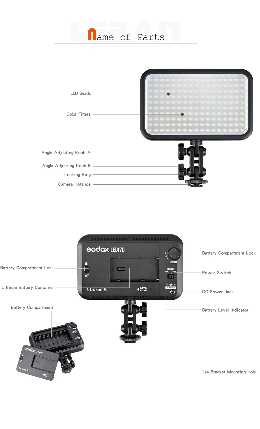 Godox LED170 видео Лампа светильник 170LED светильник видеокамера 5500-6500K для Canon Nikon Pentax DSLR цифровой камеры