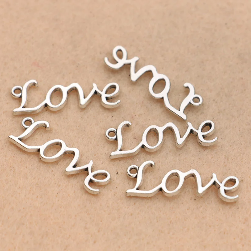 Love Hollow Word Charm подвеска подходит для браслета ожерелье тибетское посеребренное