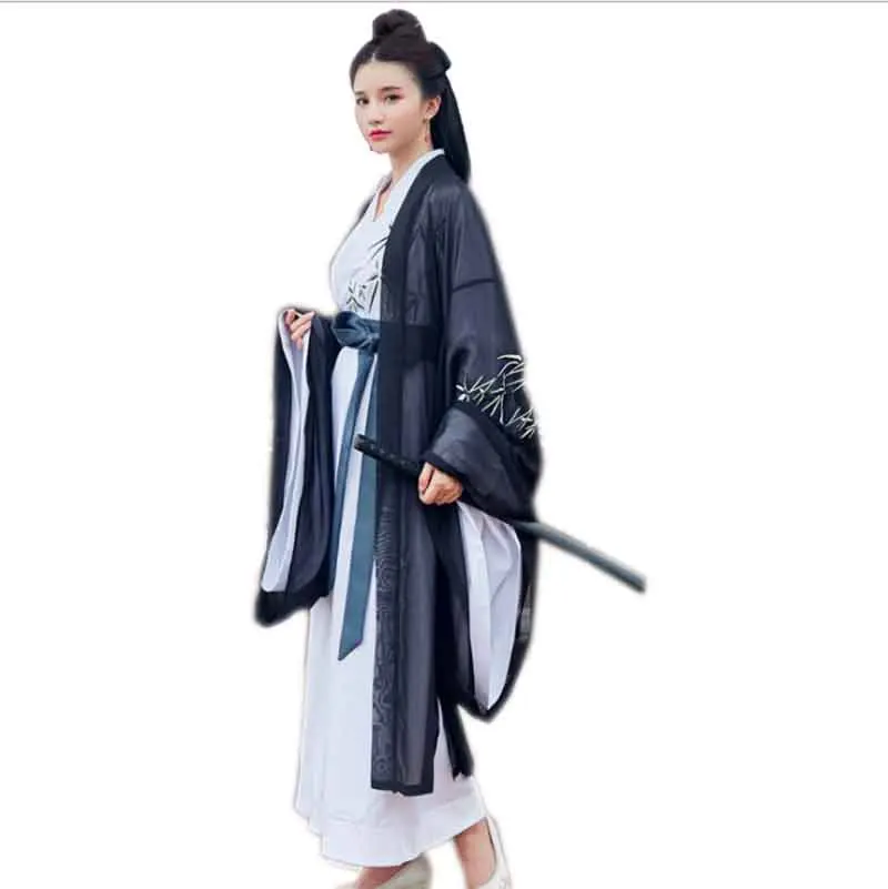 Мужской/женский костюм ханьфу винтажный китайский белого или черного цвета