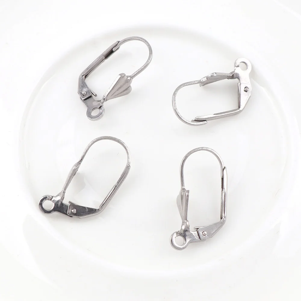 

20PC 15*6.5mm Stainless Steel Imitation Ear Wire Hooks Ear Studs DIY Earrings Hooks Wire For Women Jewelry Findings