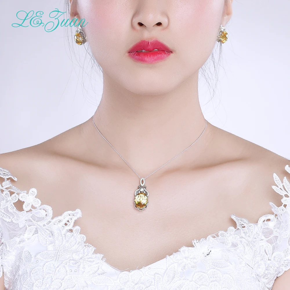 L& zuan 9.87ct натуральные цитриновые серьги 925 пробы серебряные трендовые серьги ювелирные изделия серьги для женщин Рождественский подарок