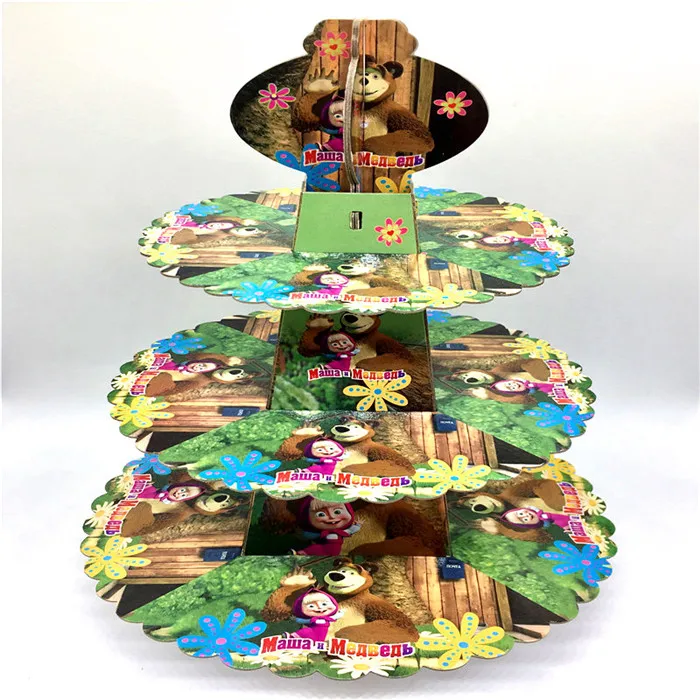 Cake Stand-1pcs 1 шт., сумка на шнурке с изображением Маши и медведя для девочек, дорожная посылка для хранения, школьные рюкзаки с героями мультфильмов, детские подарки на день рождения - Цвет: Cake Stand-1pcs