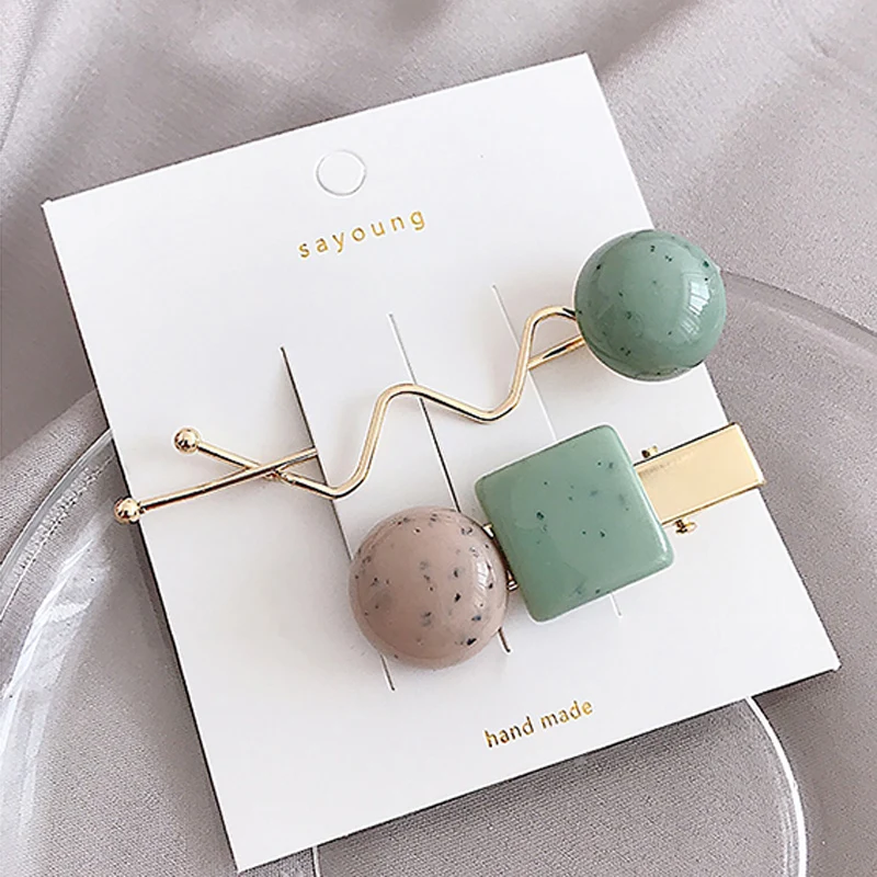 2 шт./компл. акриловые бусины металлические заколки для волос лента заколка обруч