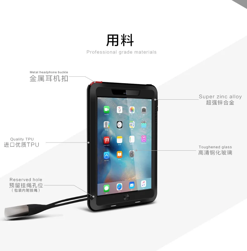 For iPad Pro 9.7&quot Case Love Mei Dirt / Snow Shockproof Rugged Tempered Gorilla Glass Metal Aluminum for Outdoor Sports | Компьютеры и