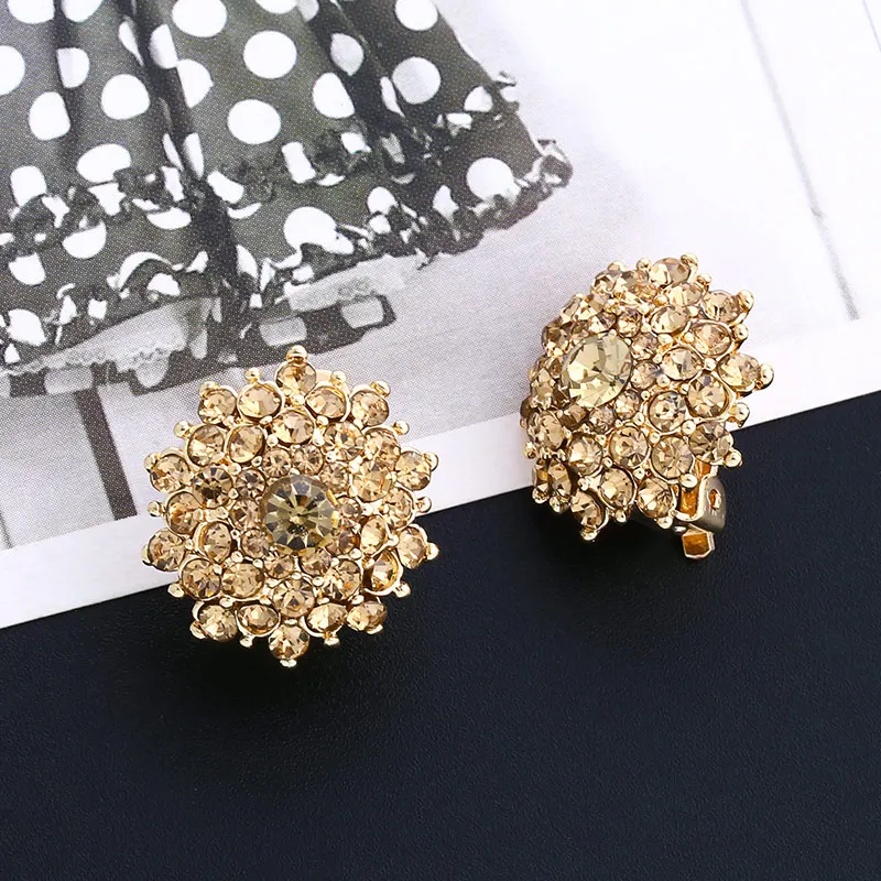 Роскошные большие клипсы с кристаллами OCESRIO для женщин круглые проложенные