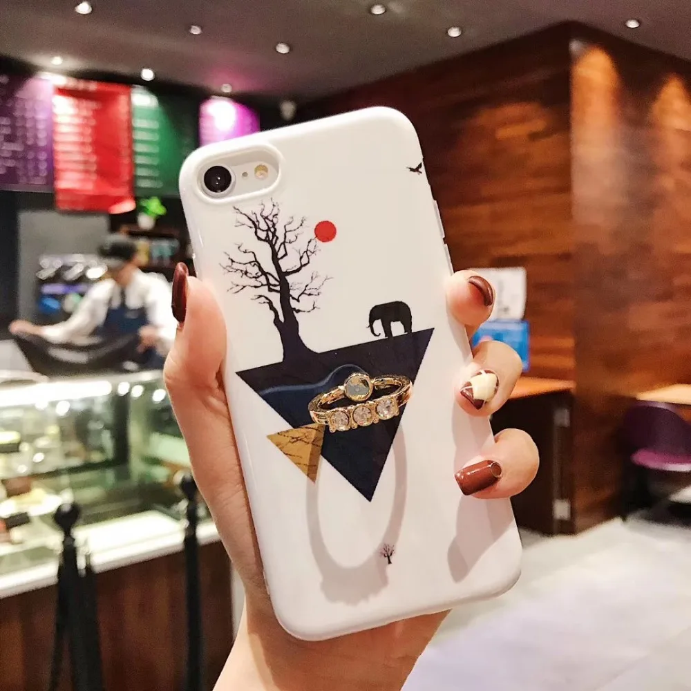 Комбинированный мрамор с бриллиантовым кольцом кронштейн для iphone 6 P S 6SP 7 8 X XS MAX XR