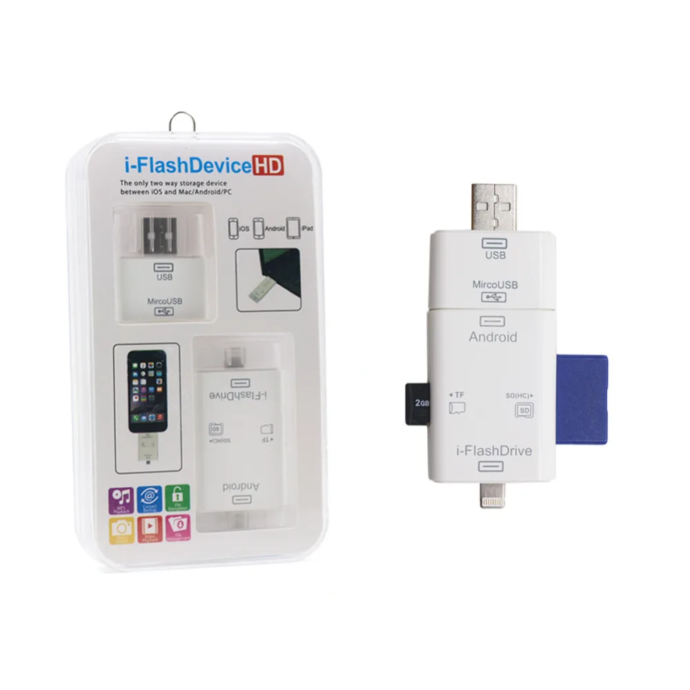 3in1 SD TF Внешнее Устройство Чтения Карт Памяти Для iPhone 6 s Plus 5s iPad + ПК Andriod Micro-USB Smart Phone