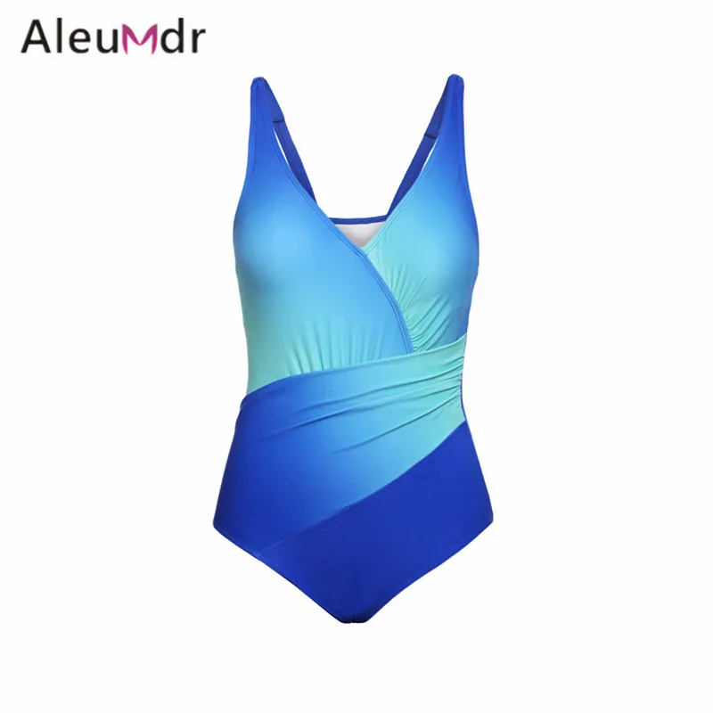 Aleumdr Одна деталь купальник Для женщин Сексуальная Синий/Розовый Ombre галстук