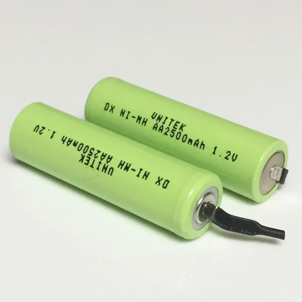US 2500mah 1,2 V AA Аккумуляторная батарея 2A Ni-MH ячейка с вкладками для Электробритва Philips Braun зубная щетка