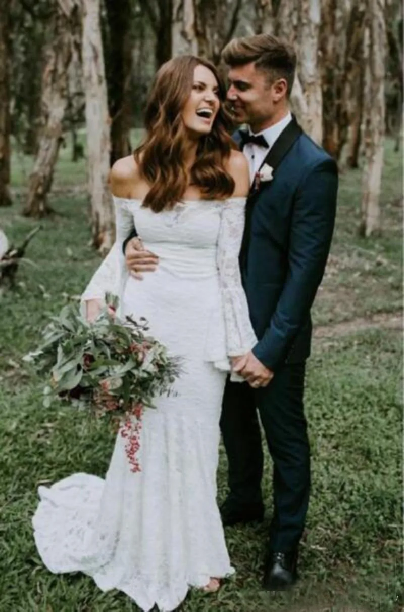 2019 новые кружевные свадебные платья русалки с длинным рукавом сексуальные