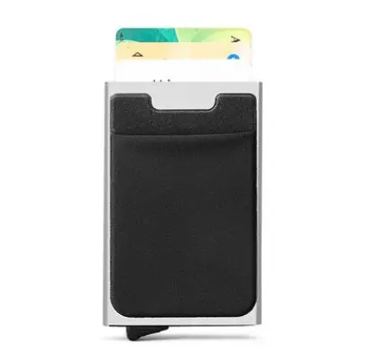 Silver with black1 Мужской алюминиевый кошелек с задним карманом ID держатель для Карт RFID Блокировка мини тонкий металлический кошелек автоматический всплывающий кошелек для кредитных карт - Цвет: Silver with black1