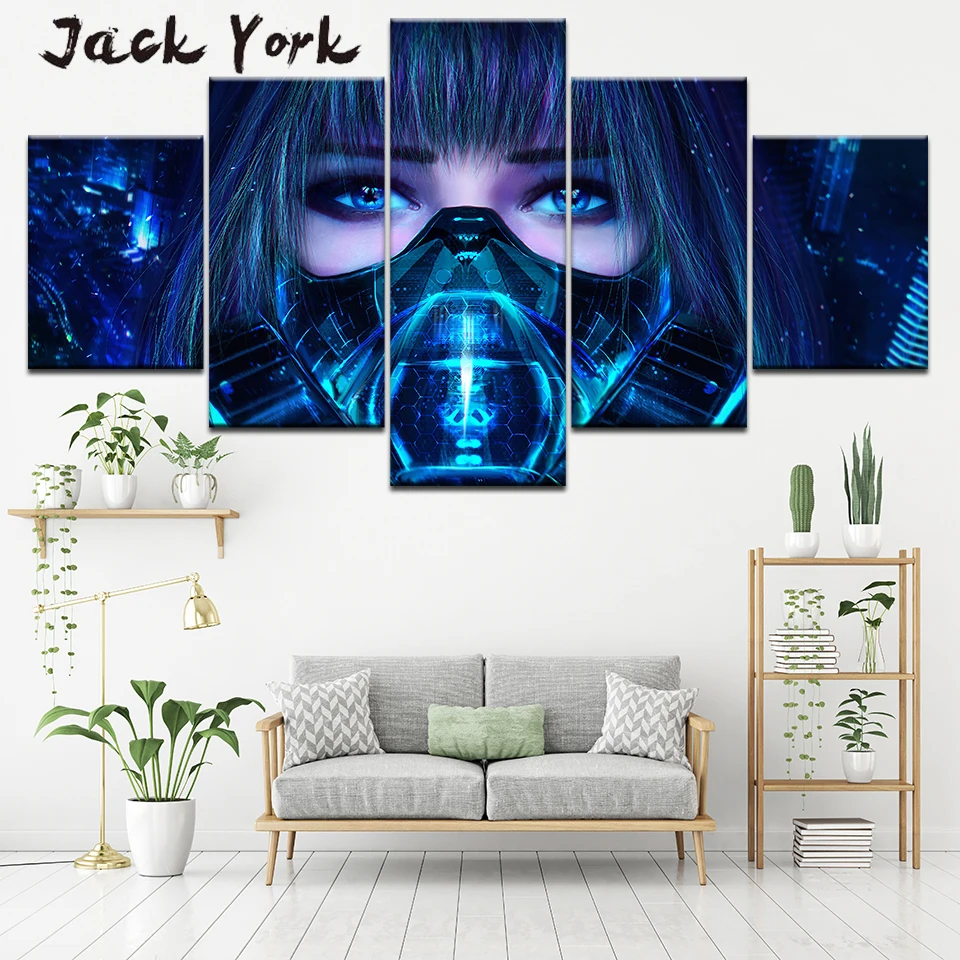 Холст для живописи в виде маски с голубыми глазами 5 шт. настенная живопись