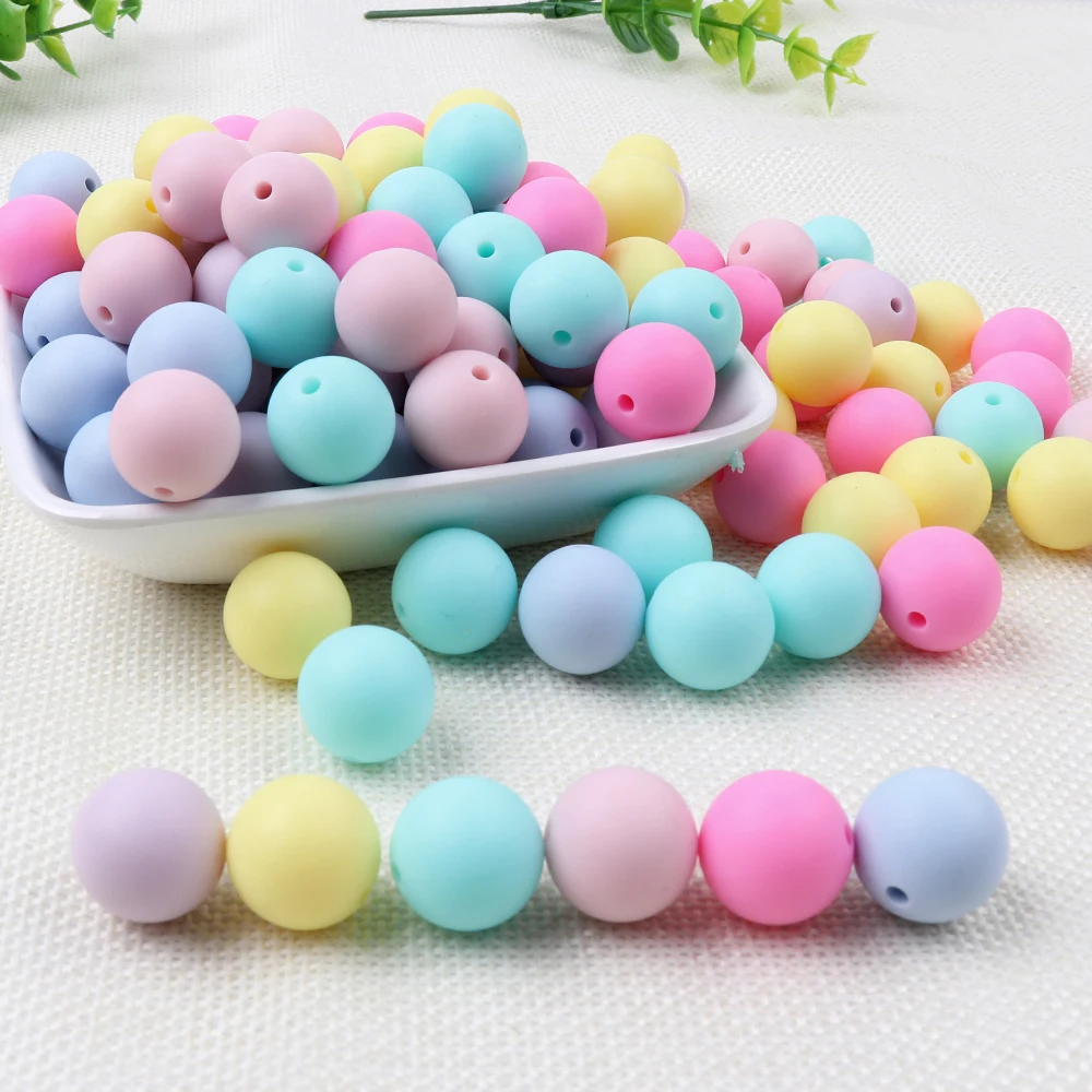 

TYRY.HU 100pcs/lot Silicone Beads Baby Teether Silicone Teething Beads For Necklace Silicone Teether 15mm BPA Free