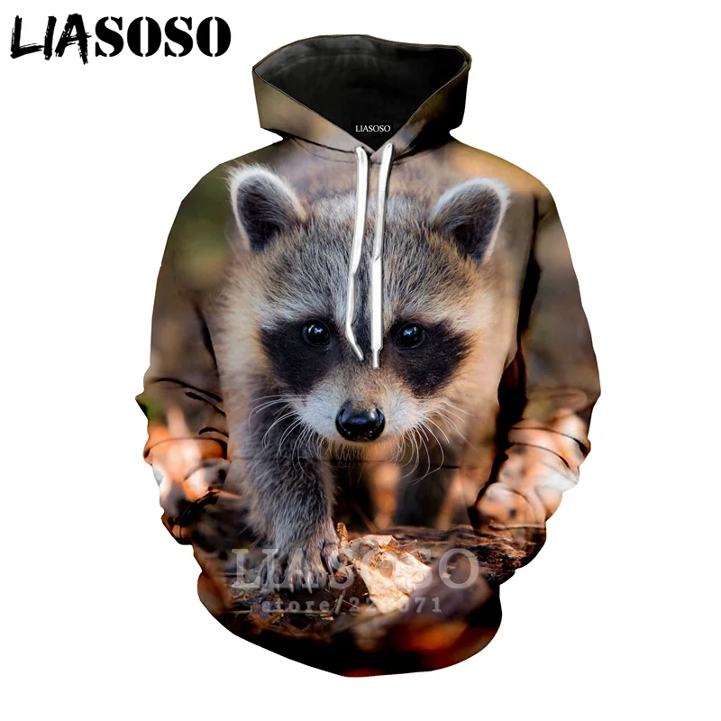 LIASOSO/Осенняя Новая модная Мужская и Женская толстовка с 3D принтом животных енота