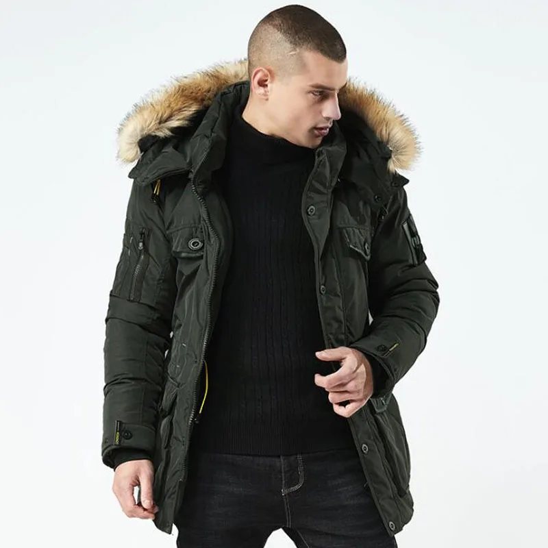 Мужская парка из хлопка однотонная Толстая повседневная верхняя одежда для