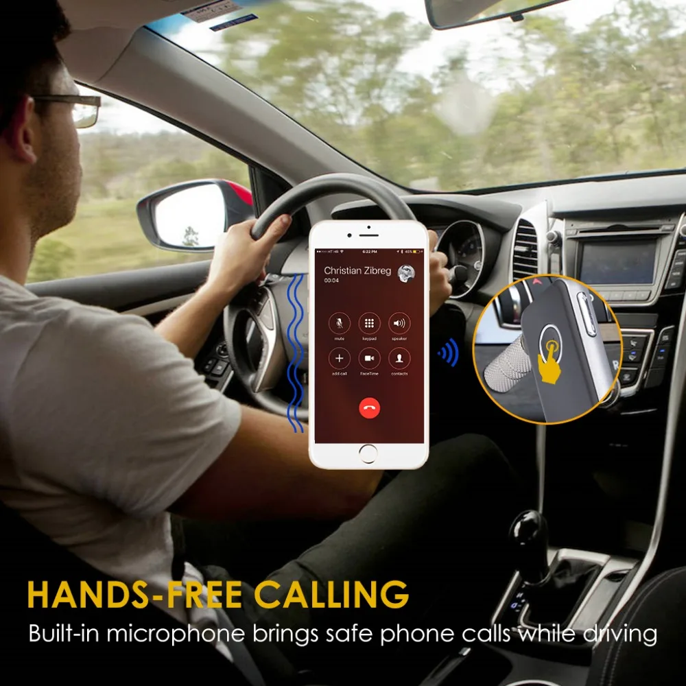 Avantree Bluetooth 4,1 приемник, Hands-free автомобильный комплект с микрофоном и потоковой музыкой, портативный беспроводной музыкальный адаптер для автомобиля дома