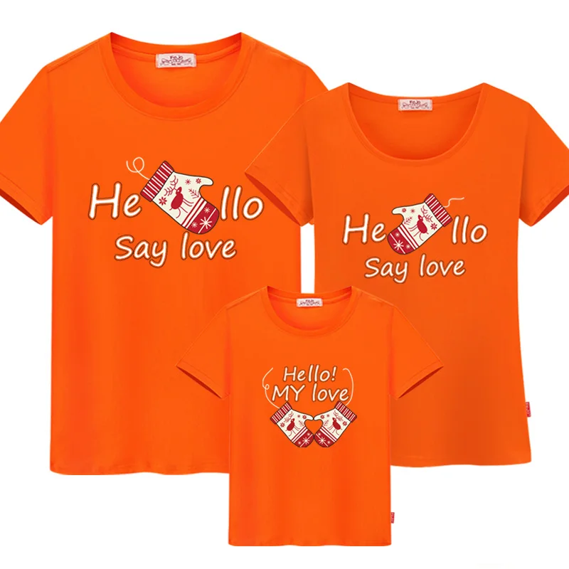 Семейные комплекты для папы мамы и сына новый хлопок короткий рукав платья дочки