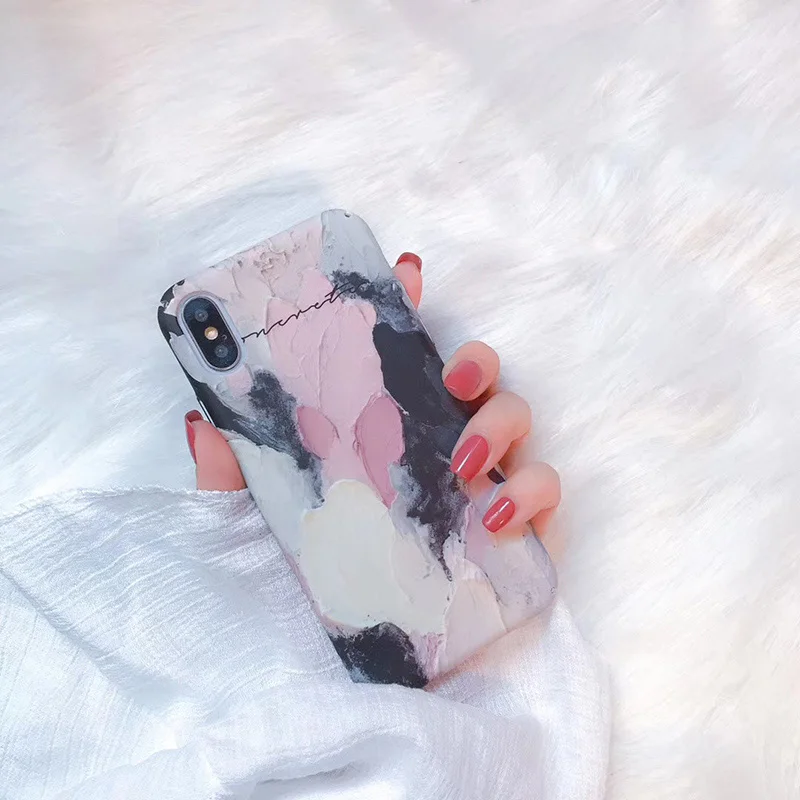 Black pink Чехол для телефона для iphone XSMAX X XR XS акварельный жесткий чехол из поликарбоната чехол conque для iphone 6 6s 6plus 6s Plus 7 8 plus задняя крышка fundas - Цвет: Black pink