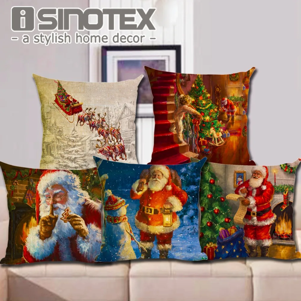 Наволочка на подушку 18 &quotВеселая Рождественская серия Санта Клаус елка с