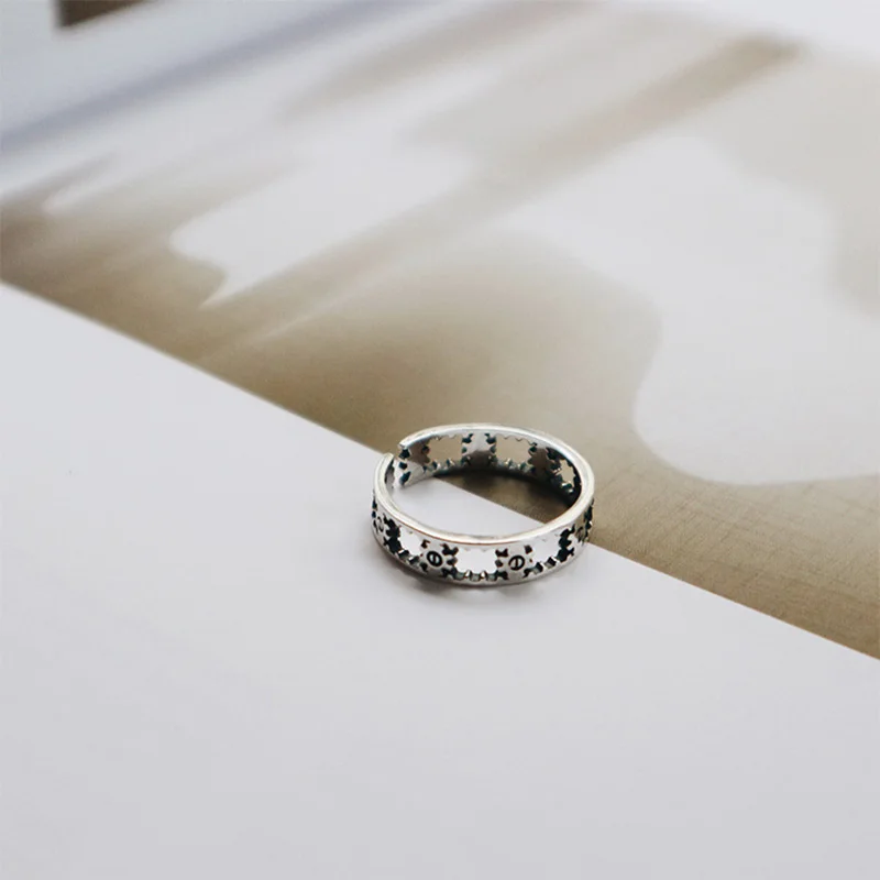 WTLTC 925 пробы серебряные полые штабелируемые кольца для женщин открытые