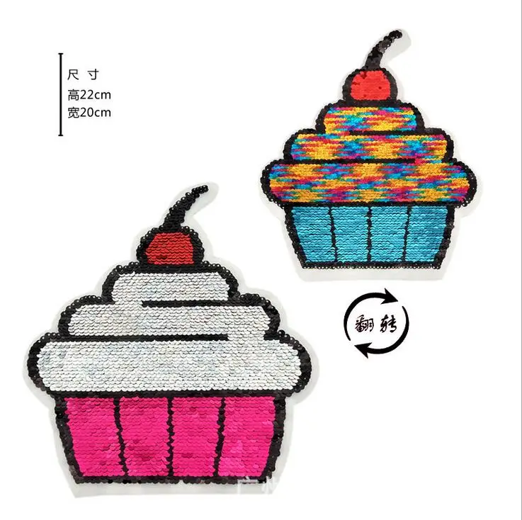 Новый двусторонний торт может быть перевернут цвет блёстки швейная одежда патч