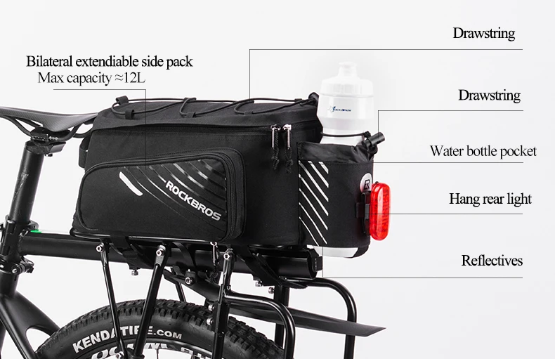 ROCKBROS 35L MTB велосипедные сумки рама Стойка Сумка Водонепроницаемый Многофункциональный 3 в 1 светоотражающий велосипедный большой пакет велосипедные сумки для багажа