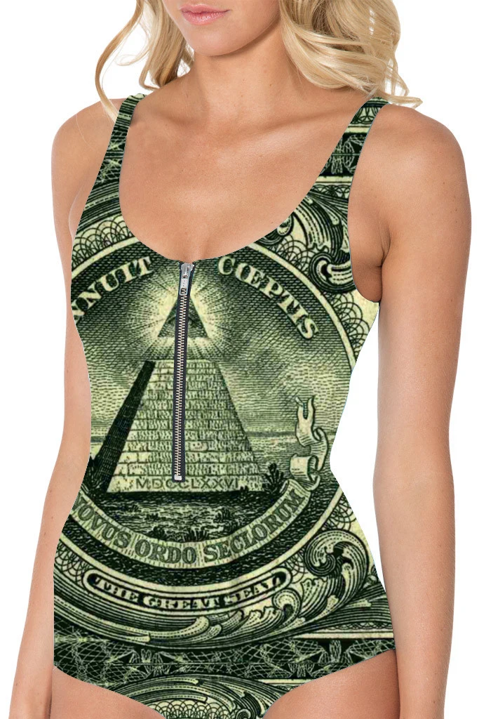 Купальный костюм для женщин с принтом наличных в долларах США от S до 3XL