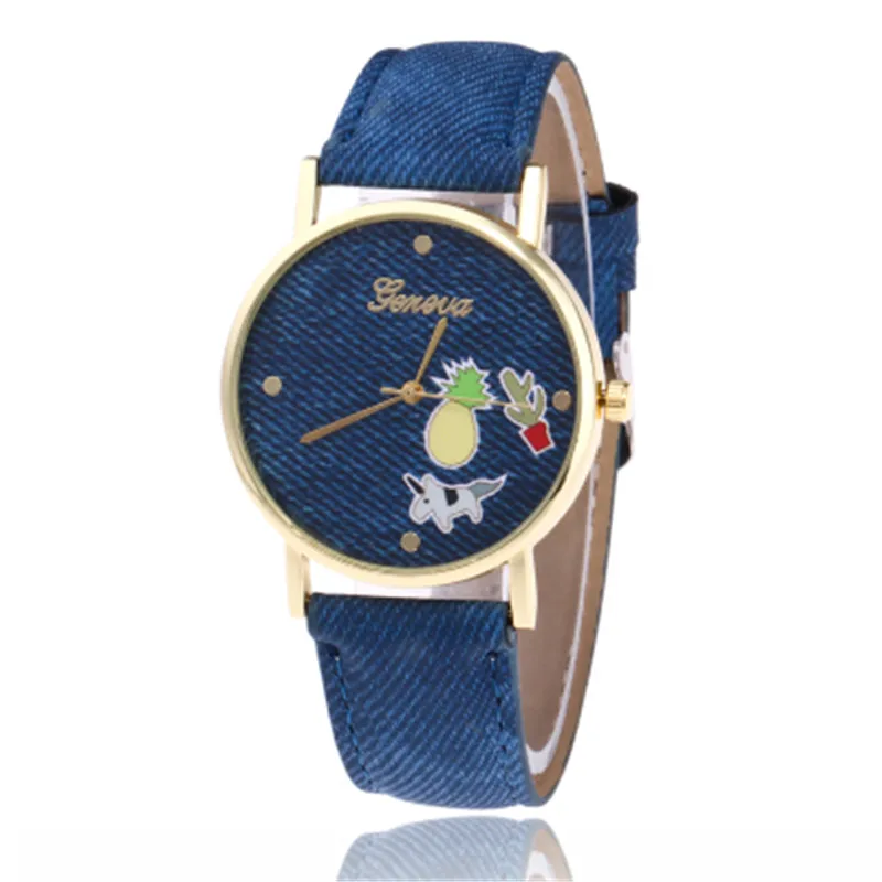

2019 модные часы Женева с фруктами ананас кожа аналоговые кварцевые повседневные часы детские часы лучший бренд роскошные женские часы